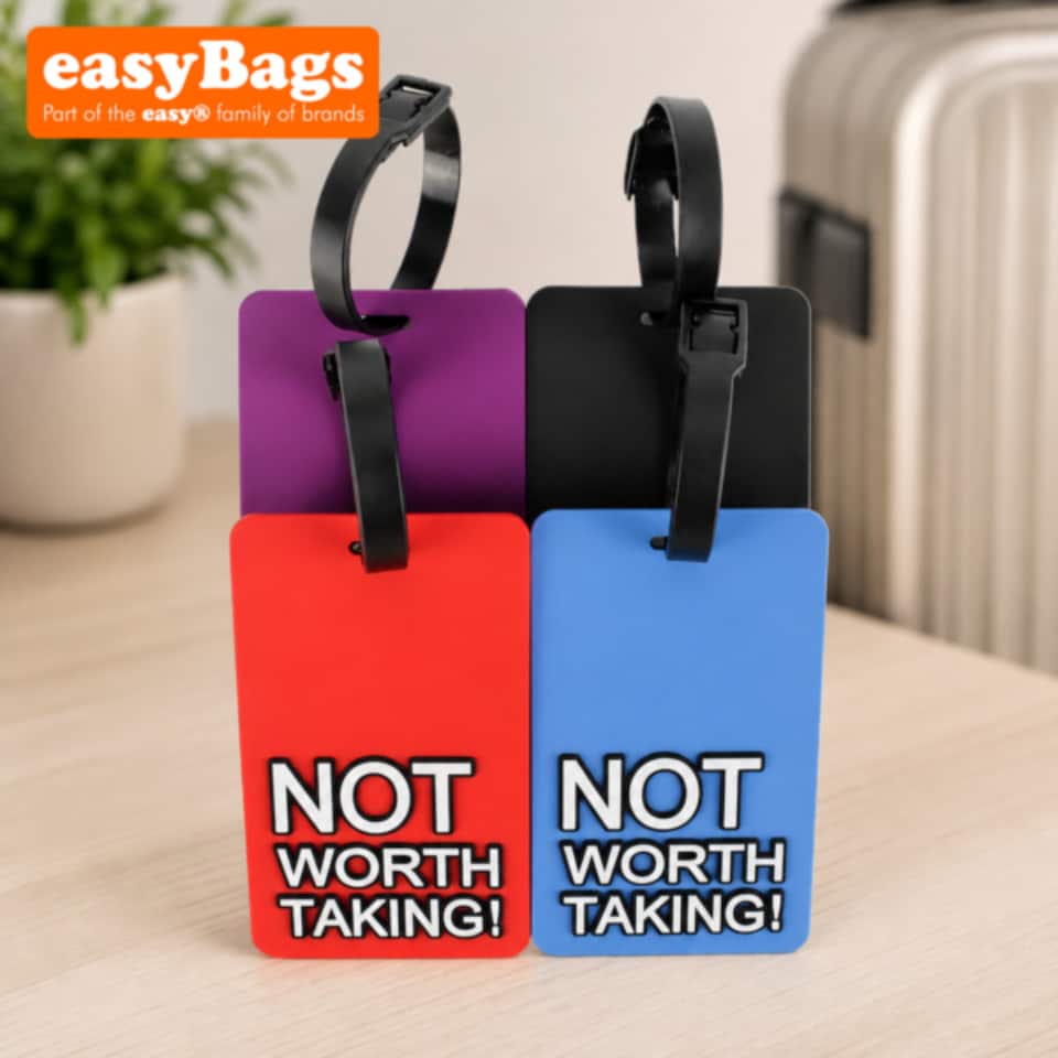 image 1 of Novelty Funny Luggage Tags NOT WORTH TAKING - Purple