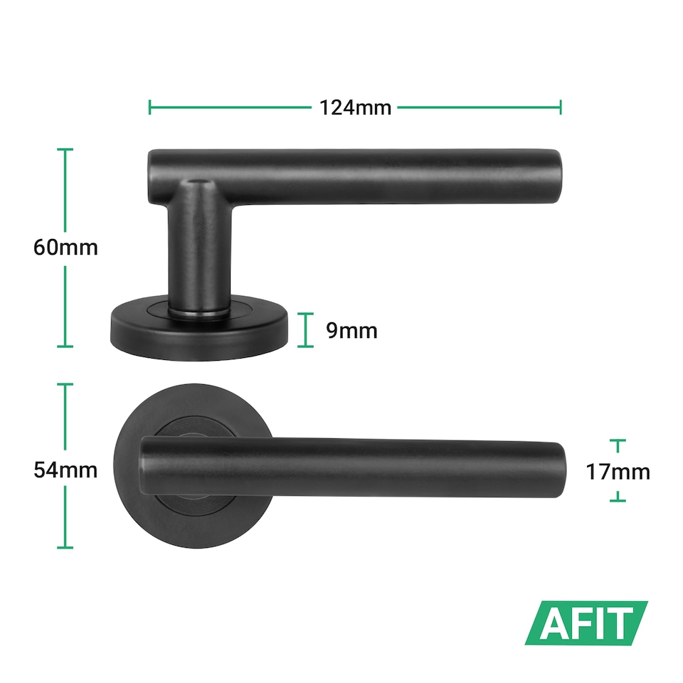 image 1 of AFIT Black Door Handles Round Rose T-Bar 1 Pair Olvera Range