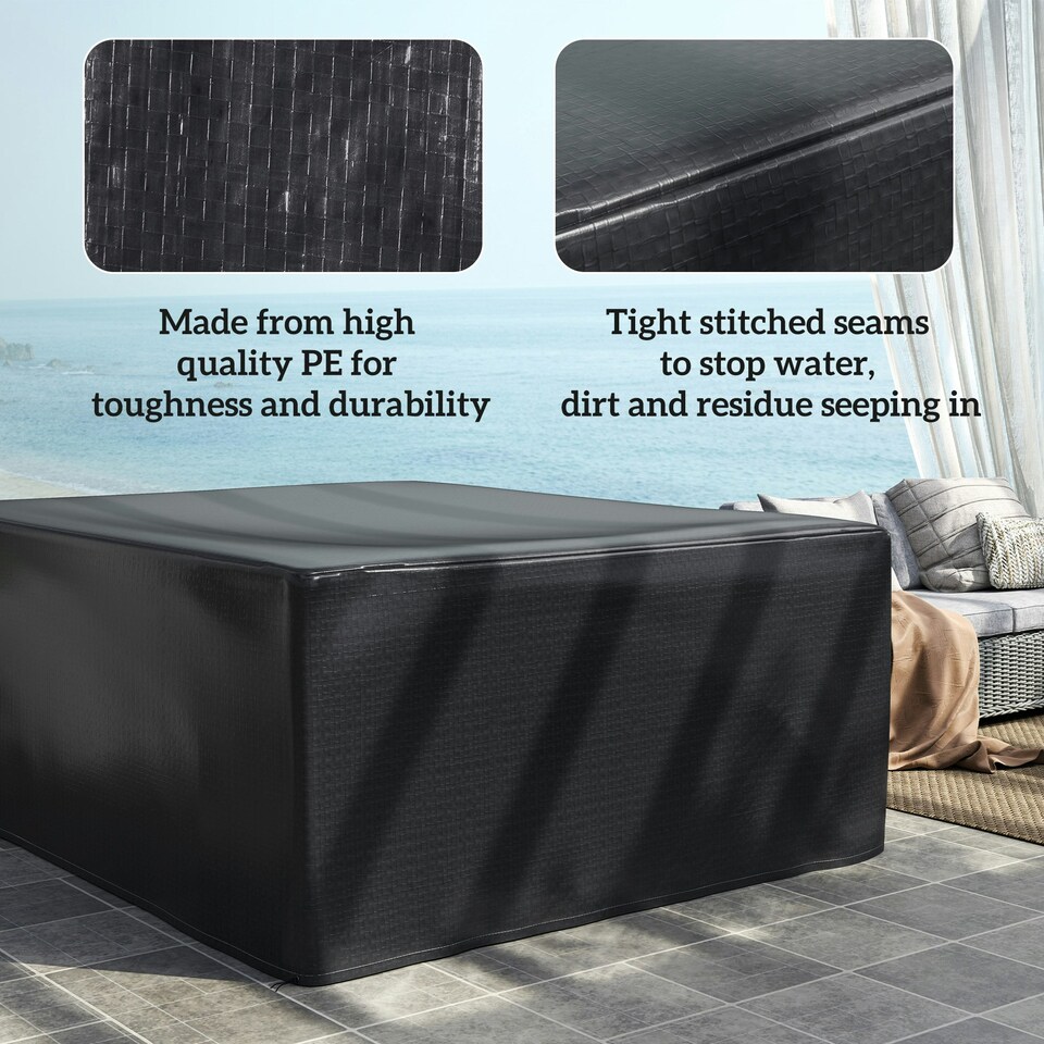 image 1 of Outsunny 235x190x90cm Large Patio Set Outdoor Garden Furniture Cover Black