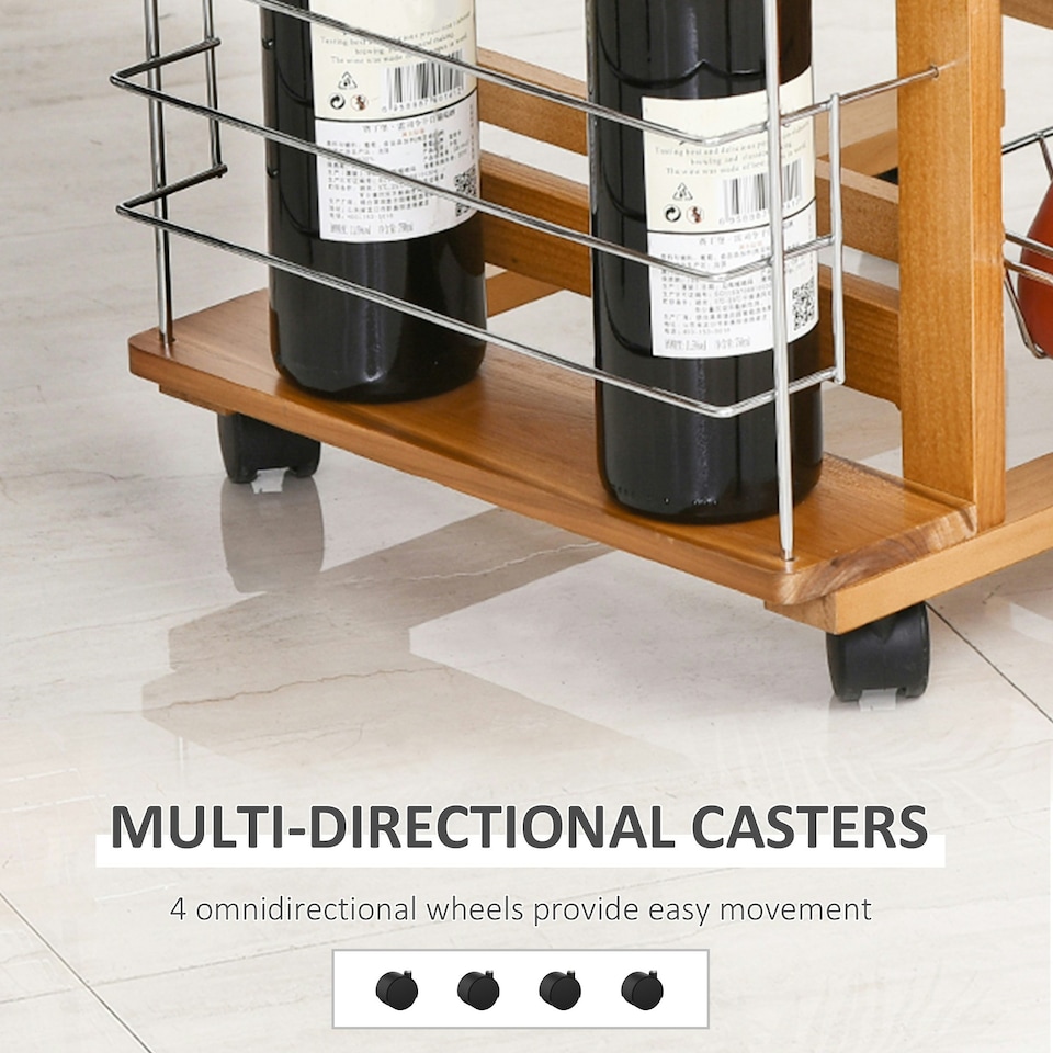 image 1 of HOMCOM Multi-Use Kitchen Trolley w/ Baskets, Drawer, Worktop, Brown