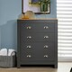 image 6 of Chest 4 Drawers Bedroom Furniture Oak Top Metal Handles Grey