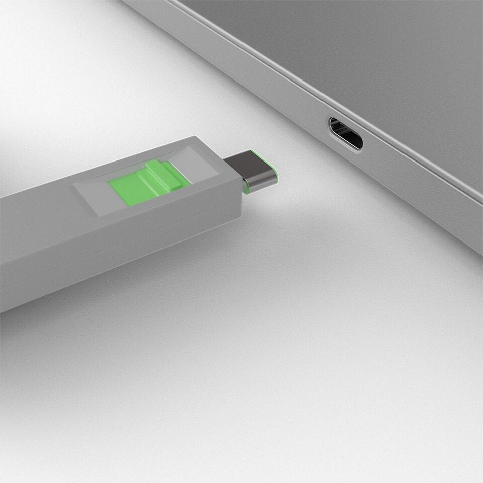 image 1 of USB-C Port Blocker Kit, Green (1x Key, 4x Locks)