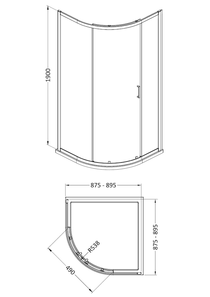 image 1 of Balterley 1900 x 900 x 900mm Quadrant