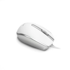 Accuratus M100 MAC USB Type C Mouse - USB Type C Wired Full Size Slim Apple Mac Mouse with Silver and Matt White Tactile Case - White
