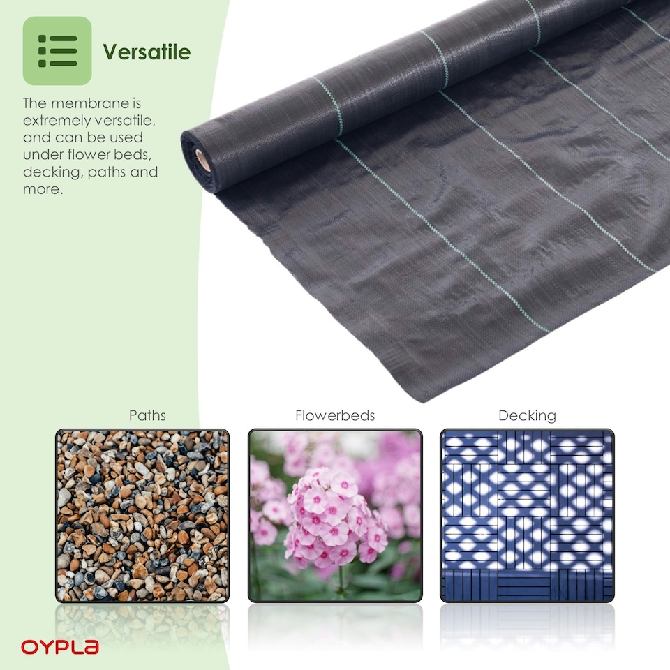 image 1 of Oypla 1m x 50m Heavy Duty Weed Control Ground Cover Membrane Sheet