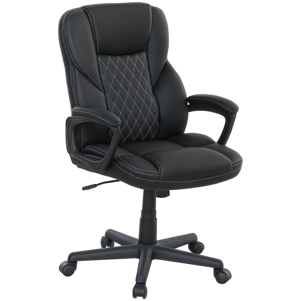 image 1 of HOMCOM High Back Executive Office Chair with Arms Adjustable Height Black