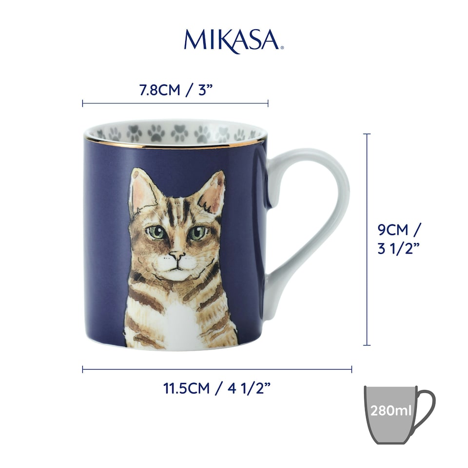 image 1 of Mikasa Cat Straight-Sided Porcelain Mug, 280ml | Purple