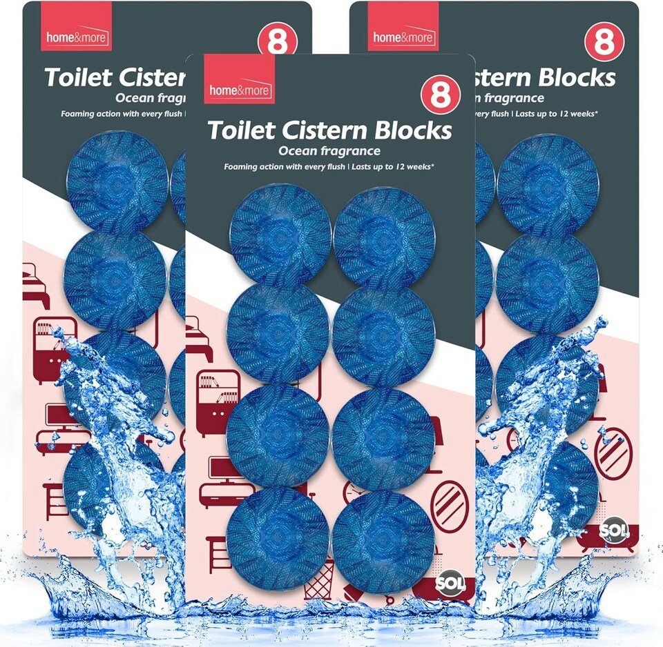 image 1 of SOL 24pk x 50g Toilet Cistern Blocks, Blue Ocean Scent Freshener Tablet
