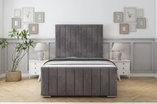 Sloomy California Slate Naples Bed Frame With 50" Upholstered Headboard 2'6 Small Single