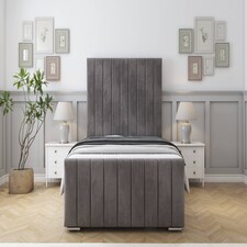 Sloomy California Slate Naples Bed Frame With 50" Upholstered Headboard 2'6 Small Single