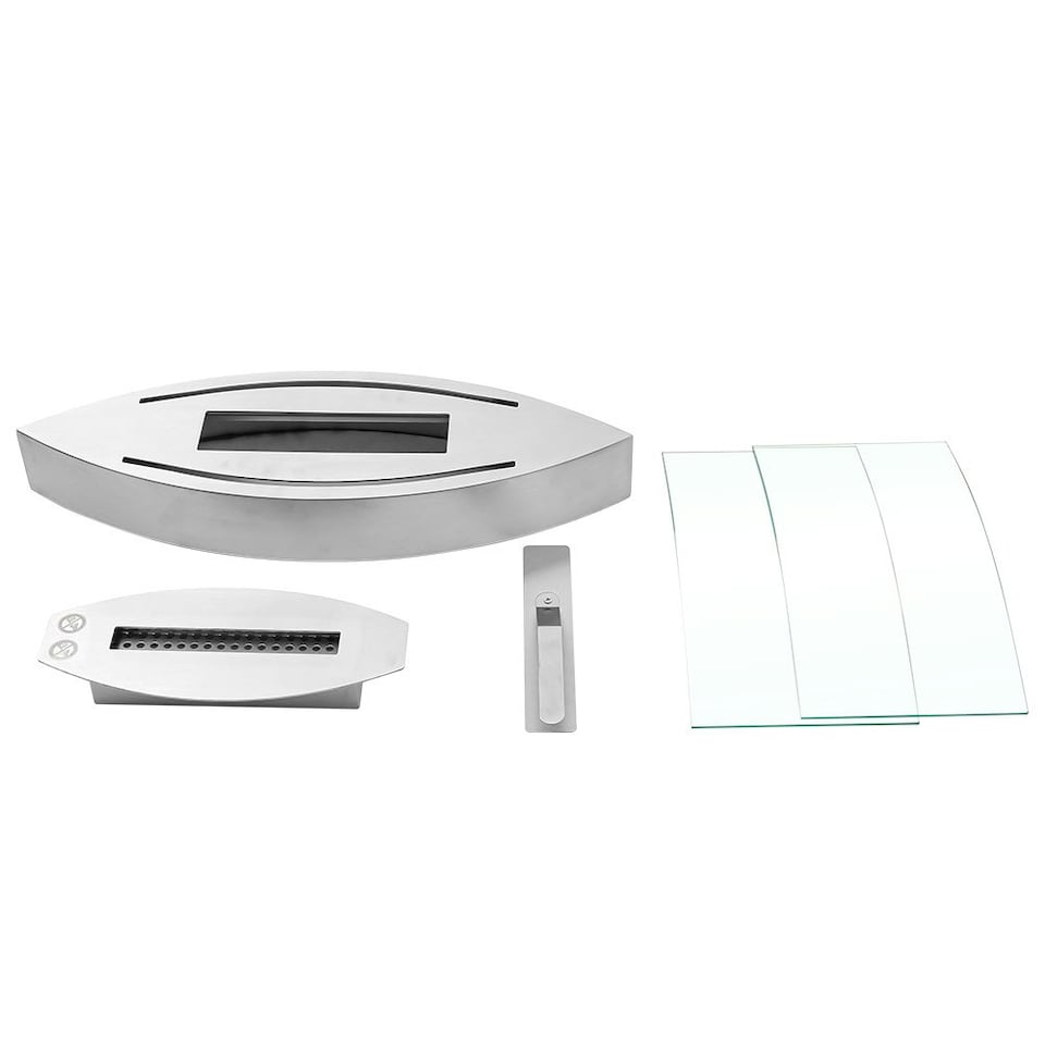 image 1 of Living and Home Oval Stainless Steel Bio Ethanol Tabletop Fireplace, Silver