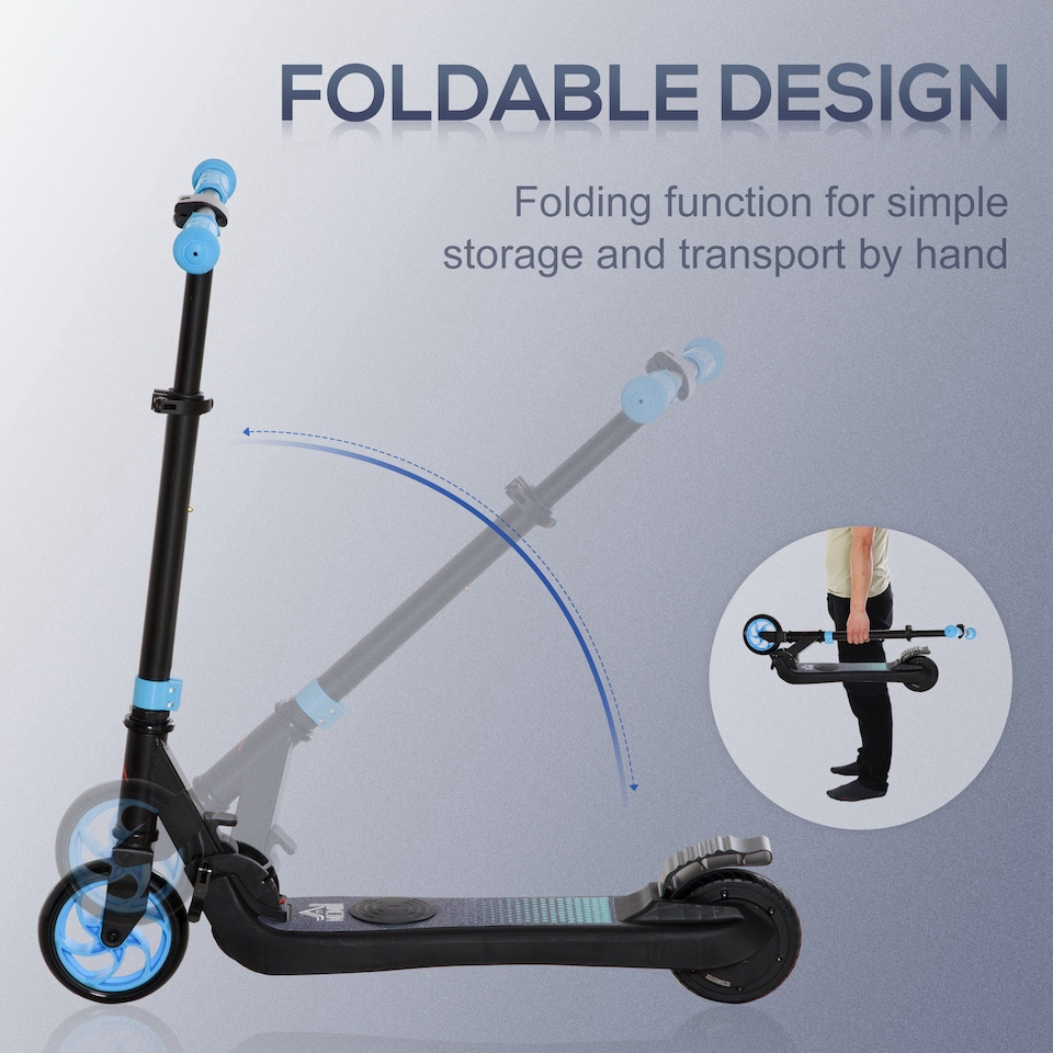 image 1 of HOMCOM Folding Electric Scooter with Rear Wheel Brake, Sky Blue