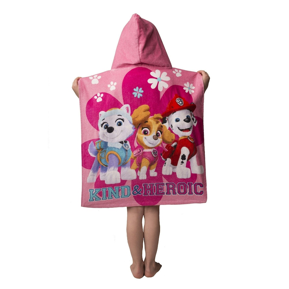 image 1 of Paw Patrol Childrens/Kids Kind And Heroic Hooded Towel - Pink - One Size | Pink | One size