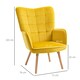 image 3 of HOMCOM Modern Accent Chair, Upholstered Tufted Wingback Armchair with Seat Padding, Velvet Leisure Lounge Bedroom Chair with Wood Legs, Yellow
