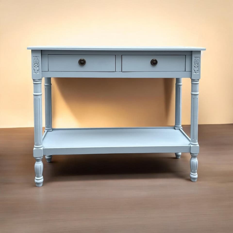 image 1 of 2 Drawers Side Table - L35 x W78 x H90 cm - Light Blue