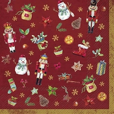 IHR Lunch Napkins Festive Tradition Red  33cm 3ply 20 Pack