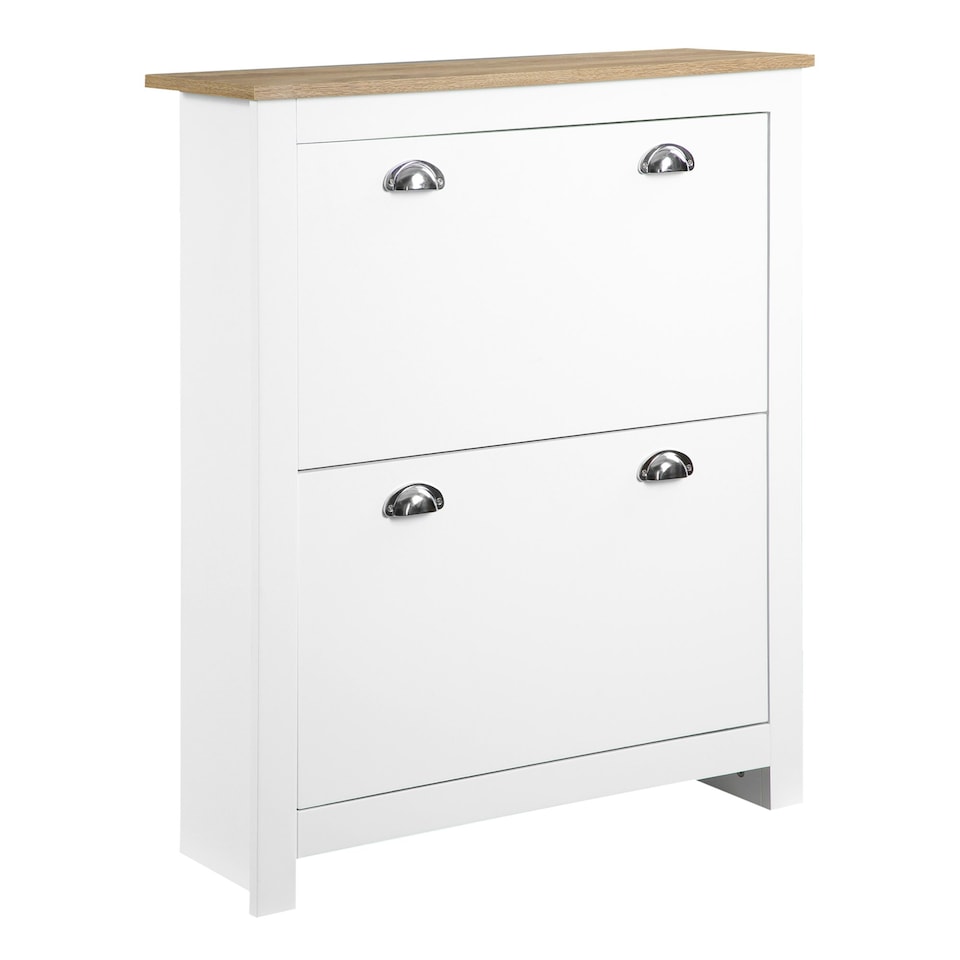 image 1 of HOMCOM 2 Drawer Shoe Cabinet Narrow Shoe Cupboard with Flip Doors