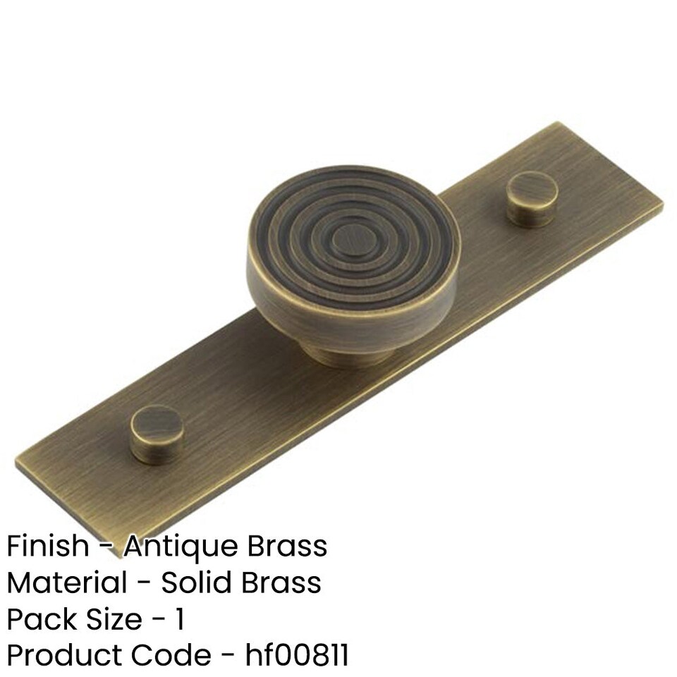 image 1 of Elegant 40mm Antique Brass Cupboard Knob with Plain Backplate - Kitchen Cabinet Knob