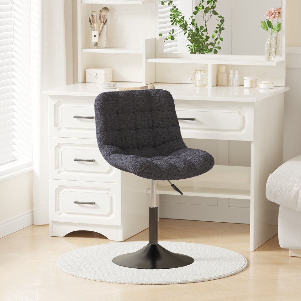 image 1 of MCC Direct Bouclé Fabric Swivel Dressing Table Chair Vanity Accent Stool Drake