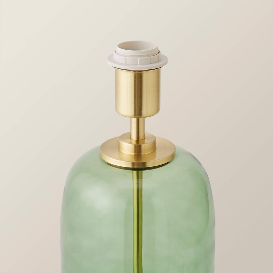 image 1 of ValueLights Leigh Forest Green Glass and Gold Detail Table Lamp Base | White