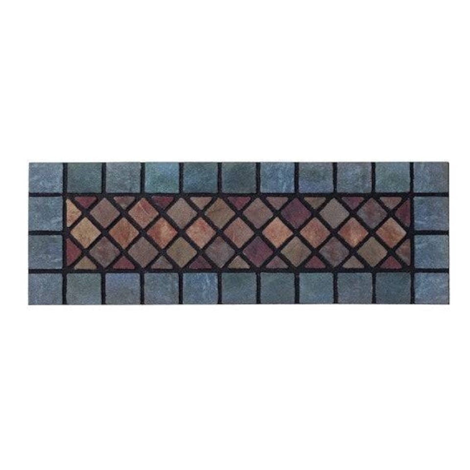 image 1 of Eco-Friendly Rubber Step Mat - Blue Border