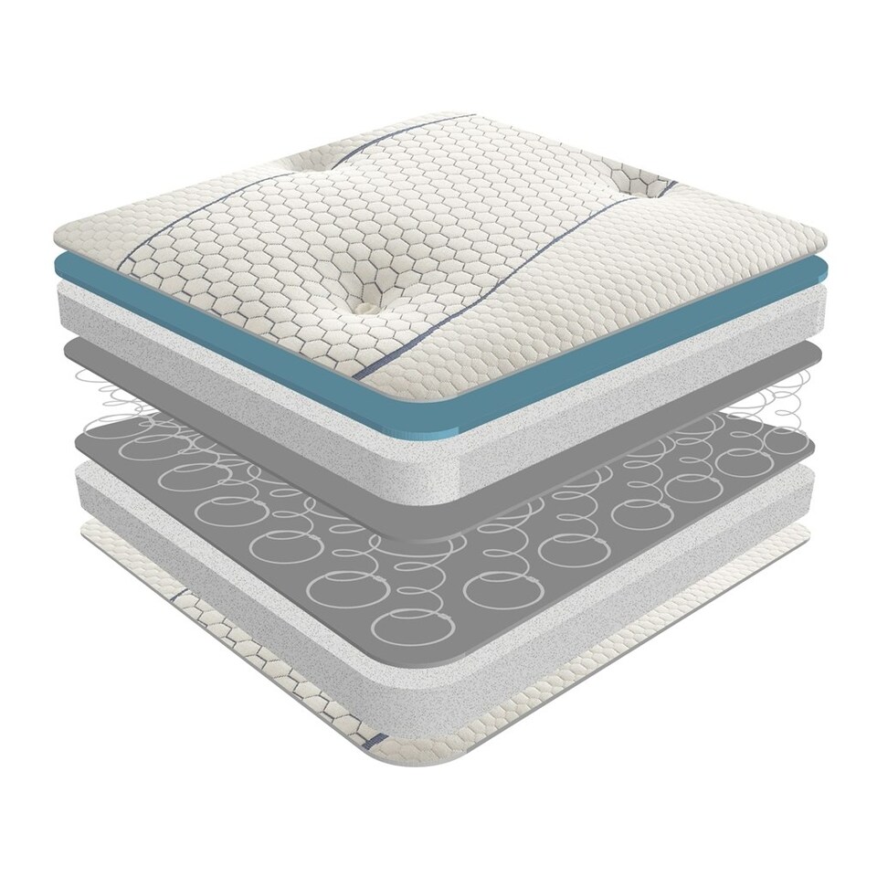 image 1 of 4ft 6" Double Cool Blue Memory Foam Open Coil Mattress - (135cm)