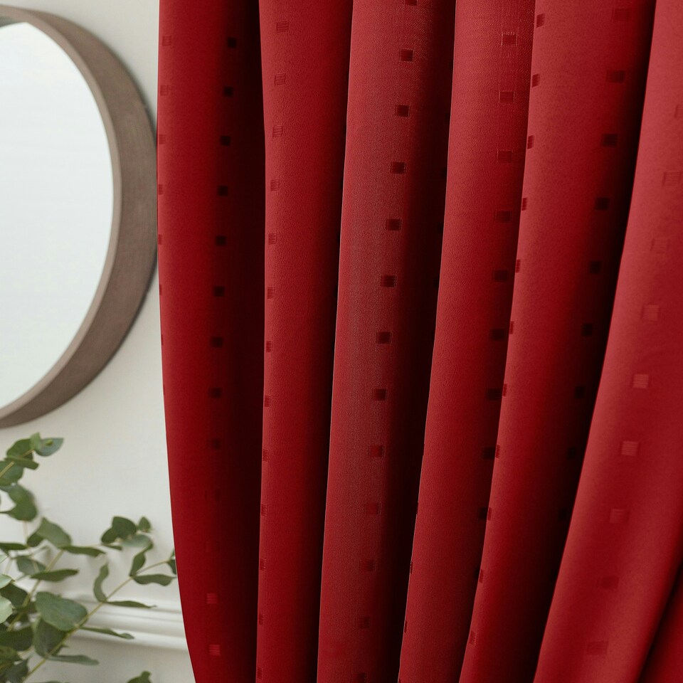 image 1 of Adison Lined Pencil Pleat Taped Curtains - 168cm x 137cm - Red