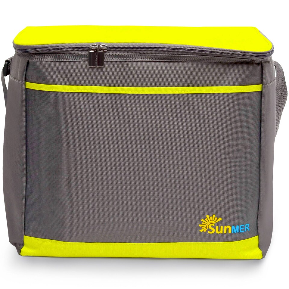 image 1 of SUNMER 30L Cooler Bag with Adjustable Shoulder Strap - Grey & Lime