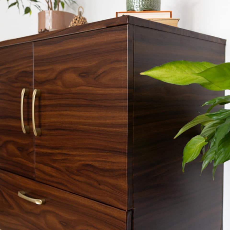image 1 of Sticky Back Plastic Walnut Wood Effect Kitchen Self-adhesive Vinyl Wrap for Cupboards, Doors and Worktops 90cm x 15m - d-c-fix