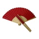 image 1 of Red Paper Foldable Hand Held Bamboo Wooden Fan by Parev
