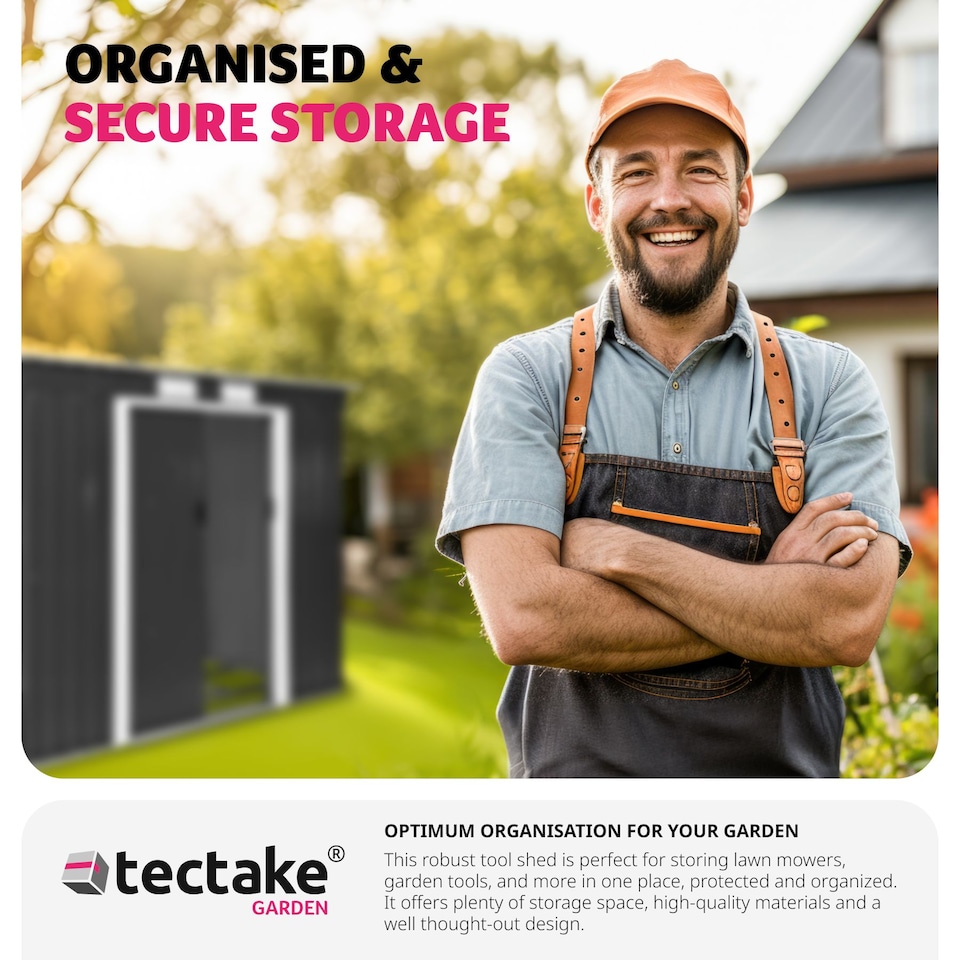 image 1 of Shed with Pitch Roof - steel, foundation included, 213 x 130 x 173 cm | Grey | grey/white | 213 x 130 x 173 cm | 1