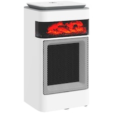 HOMCOM Ceramic Electric Heater, 1500W Fan Space Heater with 3 Modes, 24H Timer, Adjustable Thermostat, Flame Effect, 50° Oscillation, Overheat Protection for Bedroom, Home Office, White