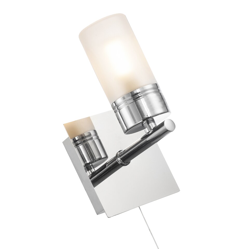 image 1 of Compact Designer IP44 Rated Bathroom Wall Light Fitting with Tubular Glass Shade | Chrome