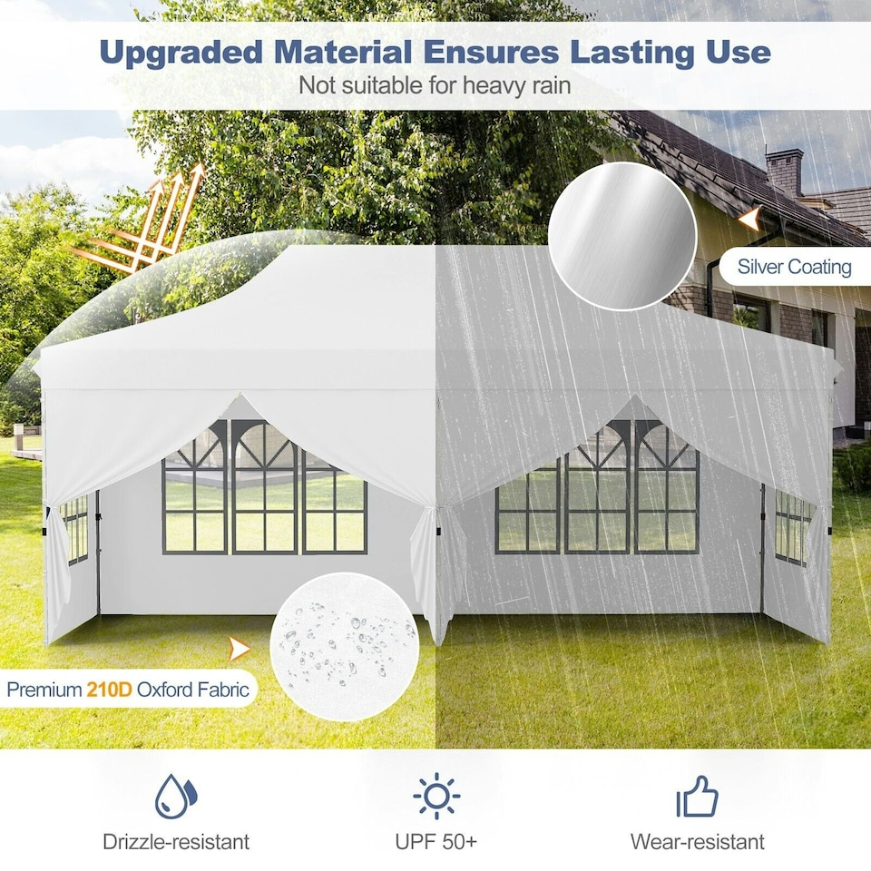 image 1 of COSTWAY 3M x 6M Pop up Canopy Tent Garden Gazebo White