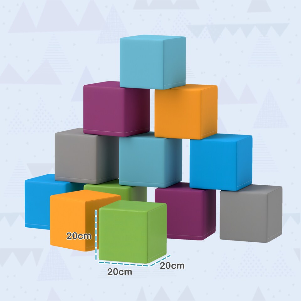 image 1 of HOMCOM 12 PCs Soft Play Blocks Soft Foam Toy Grey