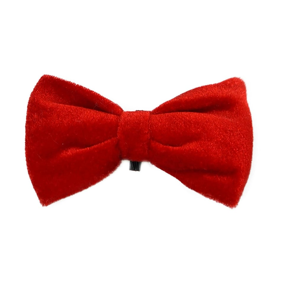 House Of Paws Bow Tie Velvet Dog Squeak Toy - Red - One Size
