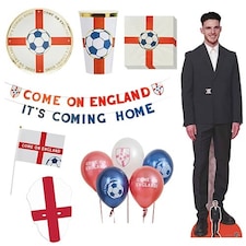 Come On England It's Coming Home Ultimate Party Pack with Declan Rice Cardboard Cutout and England Face Mask