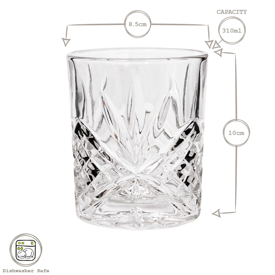 image 1 of Rink Drink Classic Whisky Glasses - 310ml - Pack of 2 | Clear | Clear