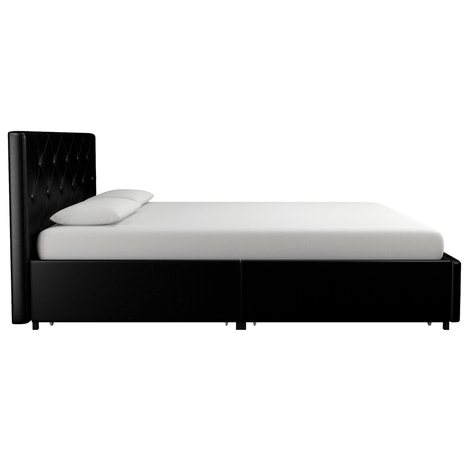 image 1 of Dakota Bed with Storage PU Black, Double