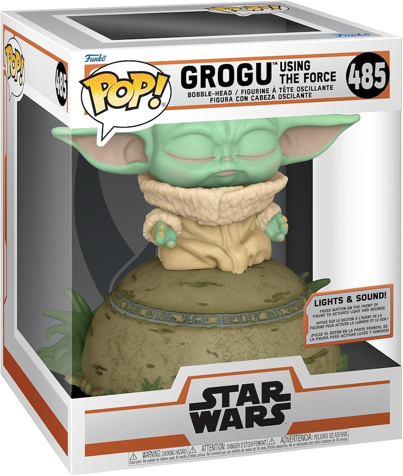 image 1 of Funko Deluxe Star Wars Mandalorian Grogu The Child Using The Force POP Vinyl Figure