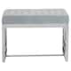 image 4 of Interiors By Premier Stylish Powder Blue Velvet And Silver Bench, Luxe Bench For Outdoor, Accent Dining Bench For Diningroom Silver