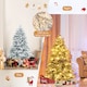 image 7 of COSTWAY 4.5FT Pre-lit Artificial Christmas Tree Hinged Flocked Xmas Tree with LED Lights
