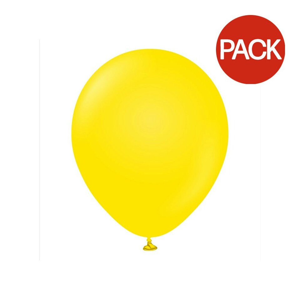 Kalisan Latex Standard Balloons (Pack of 100) - Yellow - One Size