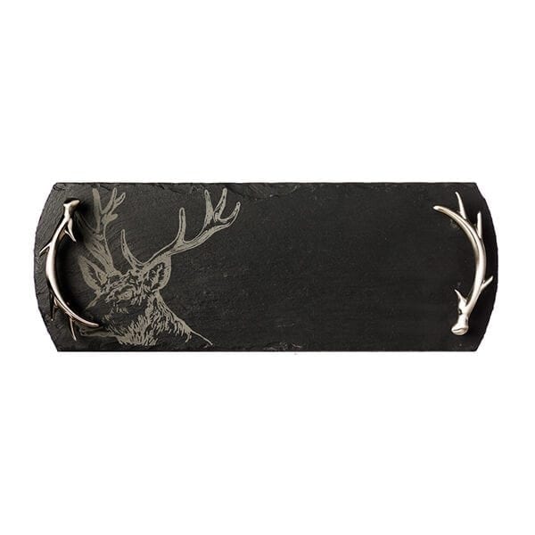 Selbrae House Slate Serving Tray - Small - Stag - Gift Boxed in Dark Grey