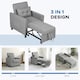 image 5 of HOMCOM Pull Out Chair Bed, Sleeper Chair with Pillow, Side Pockets, Light Grey