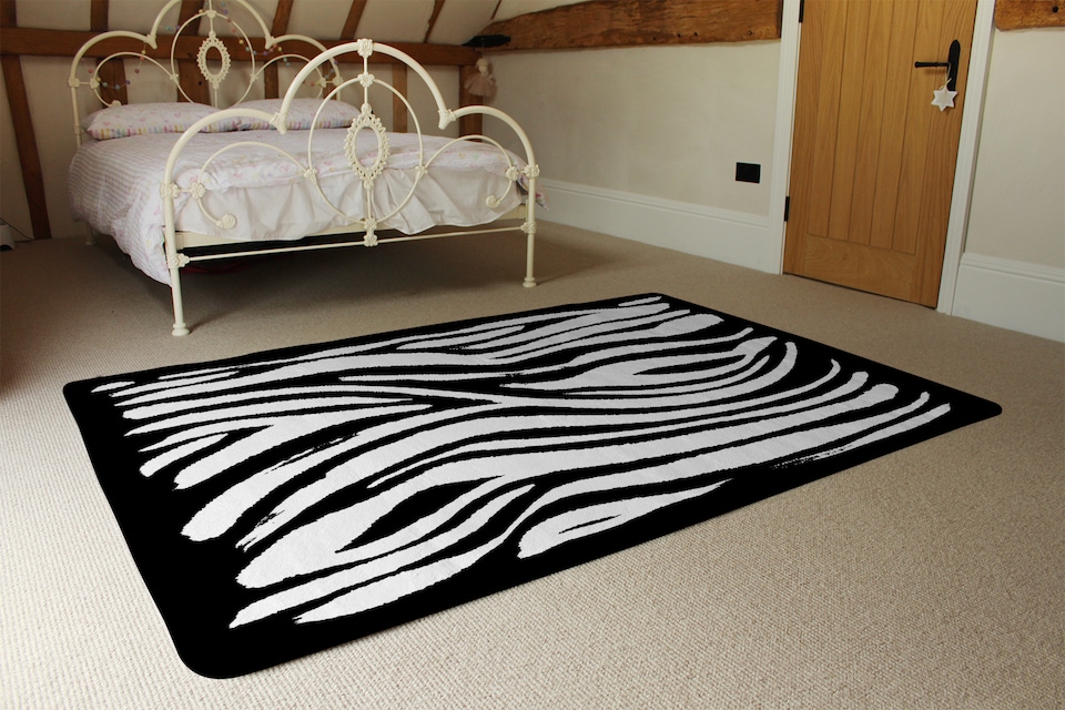 image 1 of Zebra Print Designer Rug | Multi