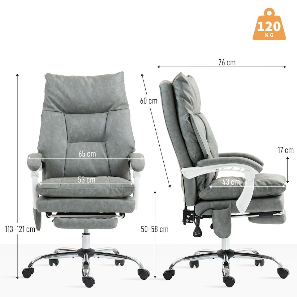 image 1 of HOMCOM Office Chair with Adjustable Lumbar Support, Computer Chair, Grey | Grey | White | One Size