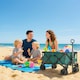 image 8 of Outsunny Outdoor Cart Folding Cargo Wagon Trailer Beach w/ Handle Dark Grey