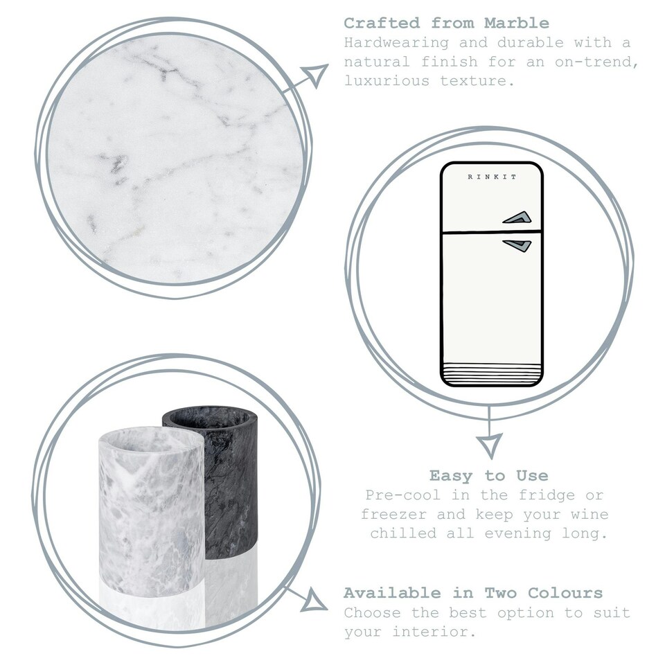image 1 of Argon Tableware Marble Wine Bottle Cooler - 13cm - Grey Grey