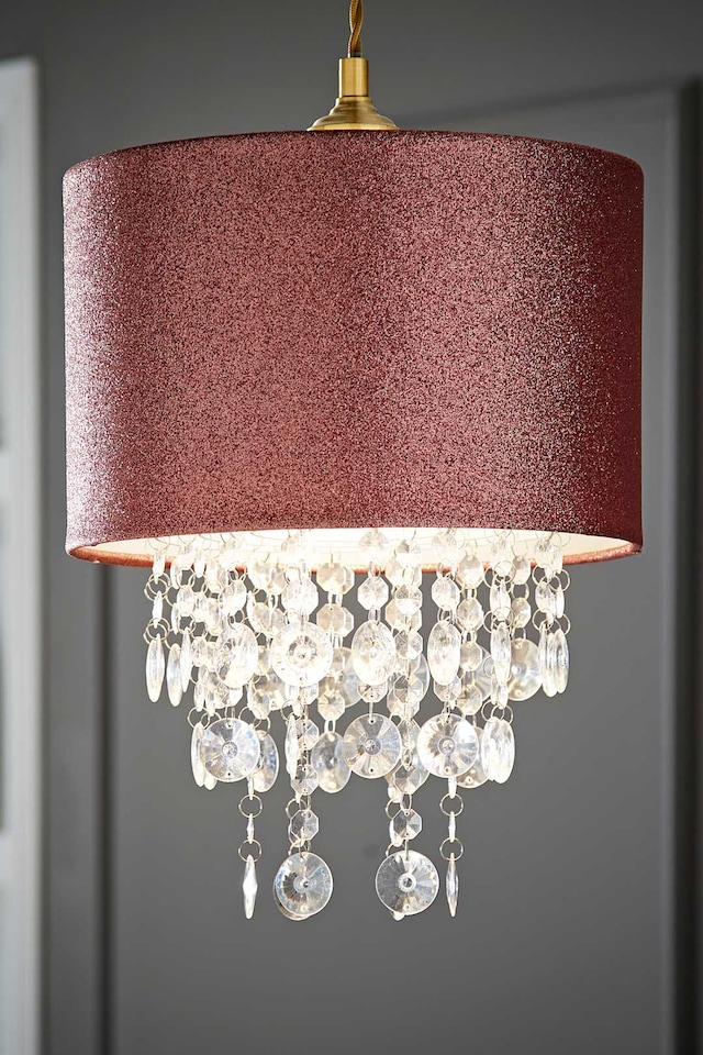 image 1 of ValueLights Bonita Pair Pink Glitter Droplets Shades and Bulbs